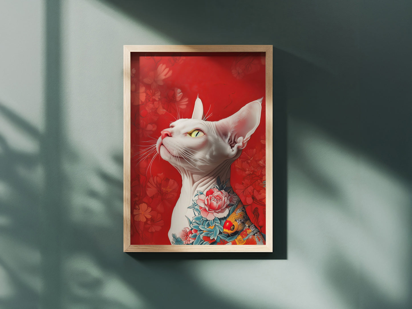 Sphynx Tattoo Cat Wall Art Framed Canvas