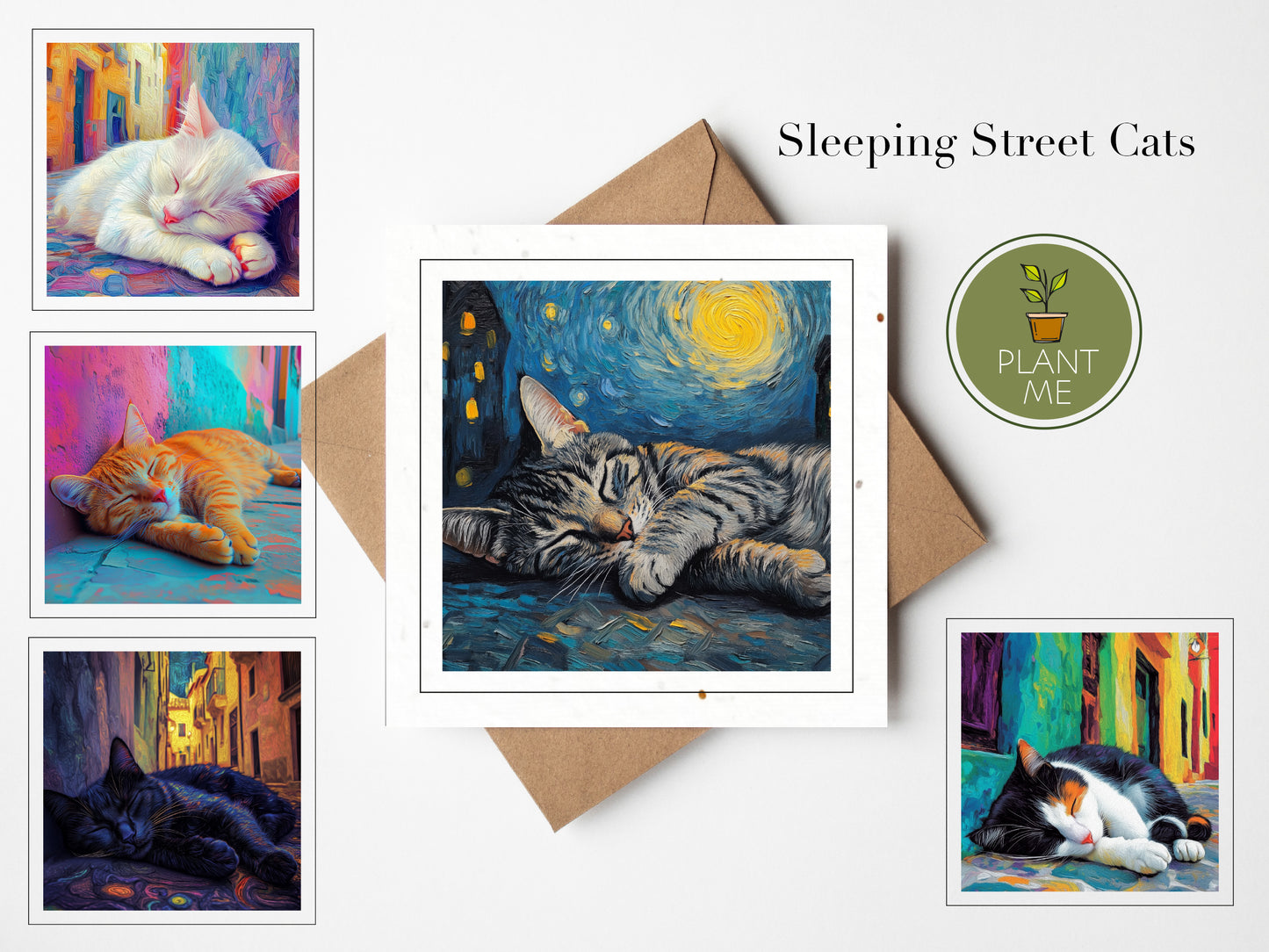 The Sleeping Street Cats Collection -Square Cards