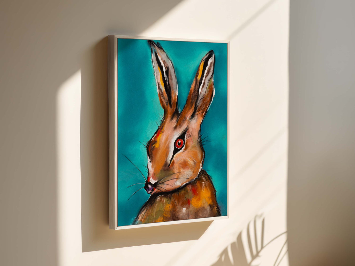 Hare -Wall Art Framed Canvas/ Original hand painted art from my pastel painting collection