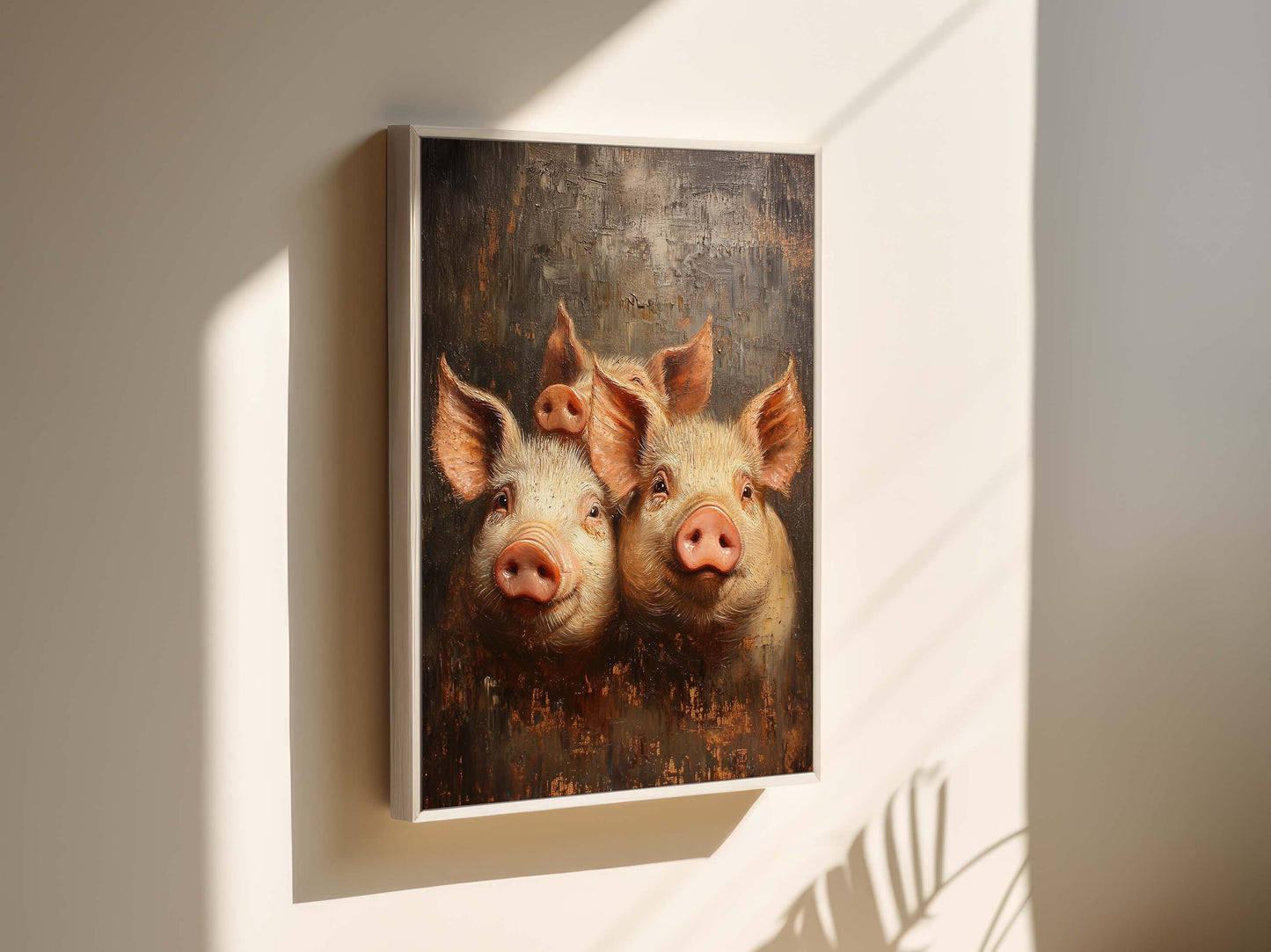 Three Pigs Wall Art Framed Canvas
