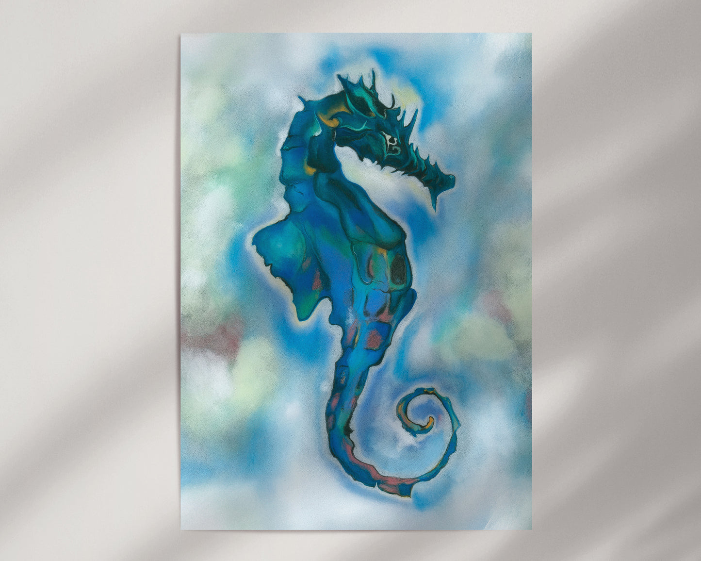 Seahorse- Original Handpainted Pastel Artwork