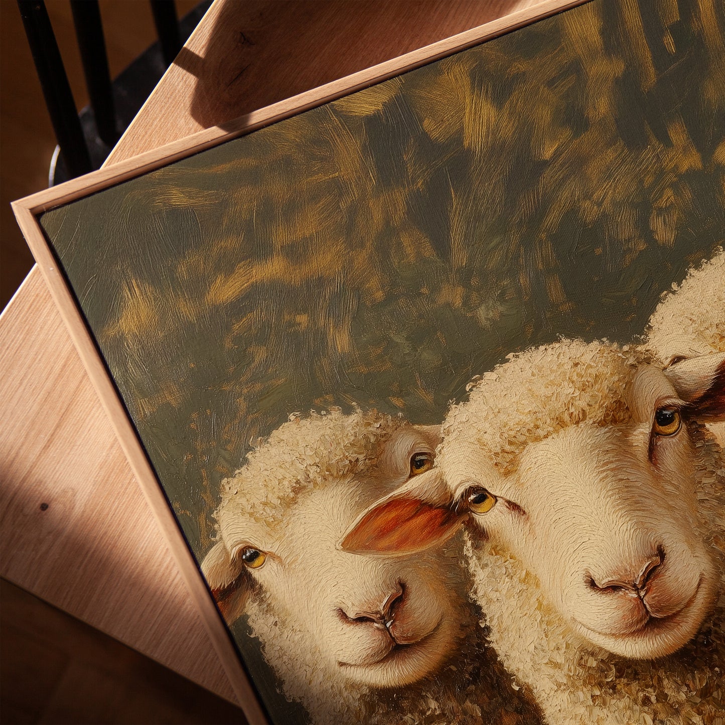 Three Sheep Wall Art Framed Canvas