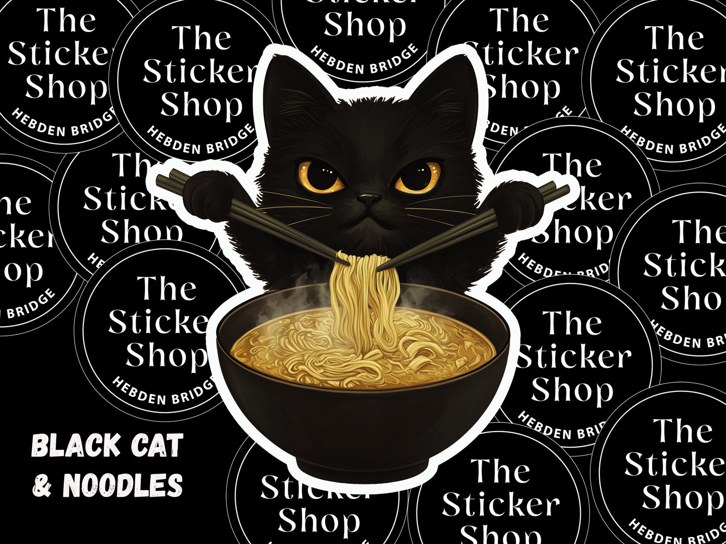 Black Cat and Noodles - Vinyl Sticker
