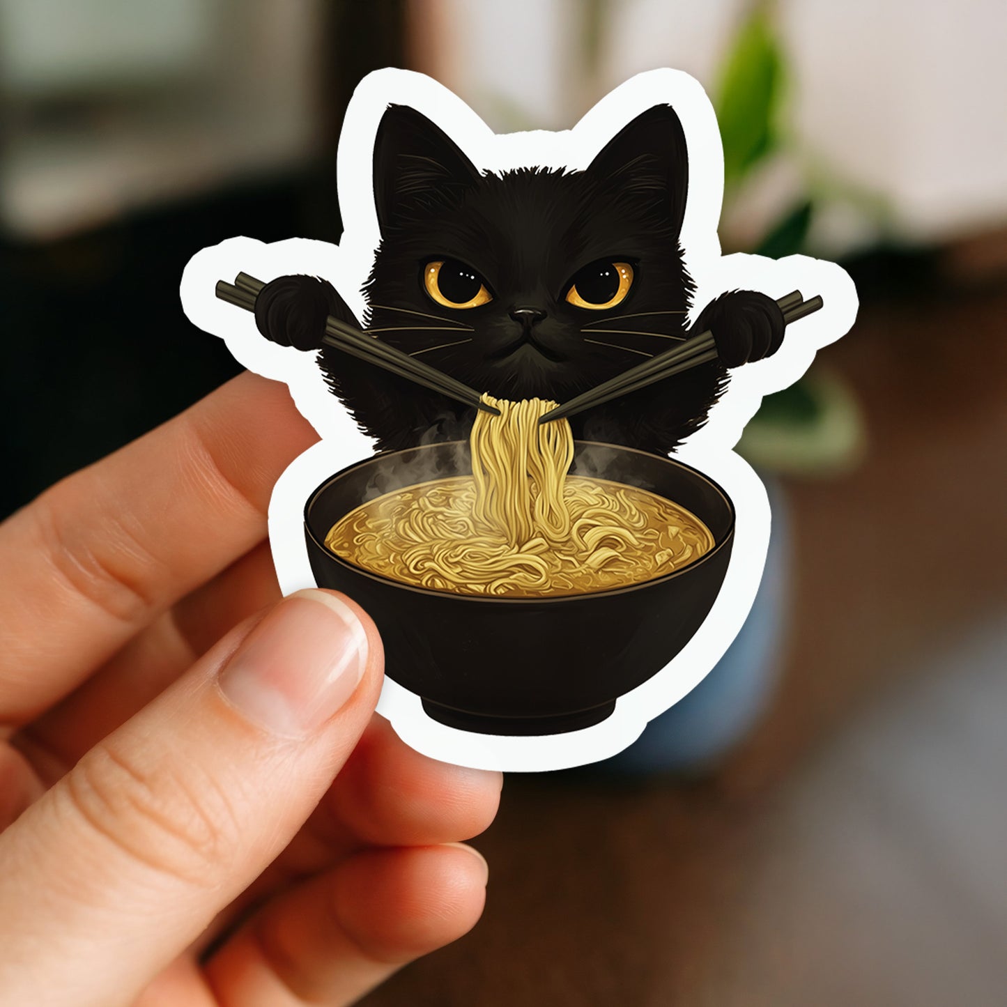 Black Cat and Noodles - Vinyl Sticker