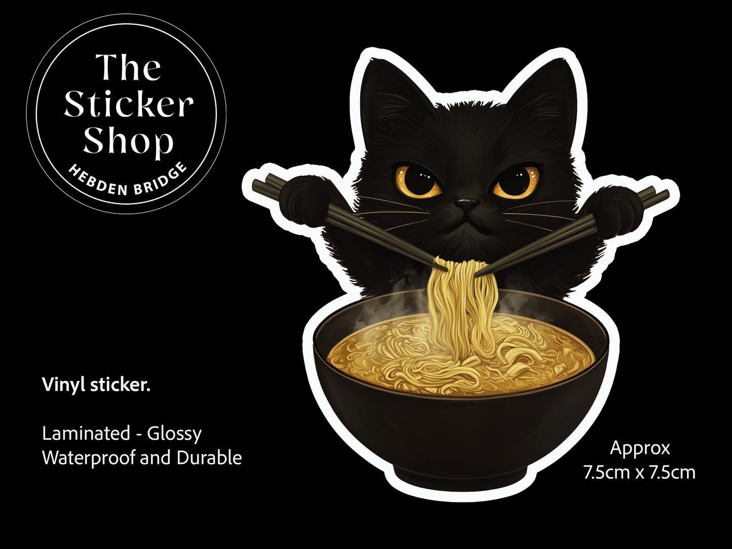 Black Cat and Noodles - Vinyl Sticker