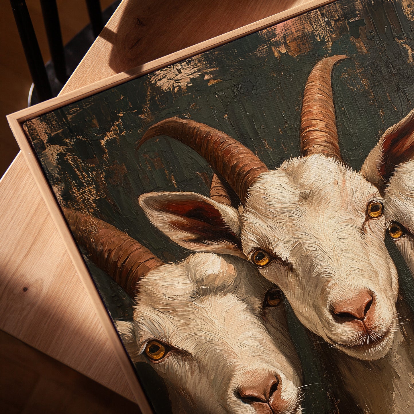 Three Goats Wall Art Framed Canvas