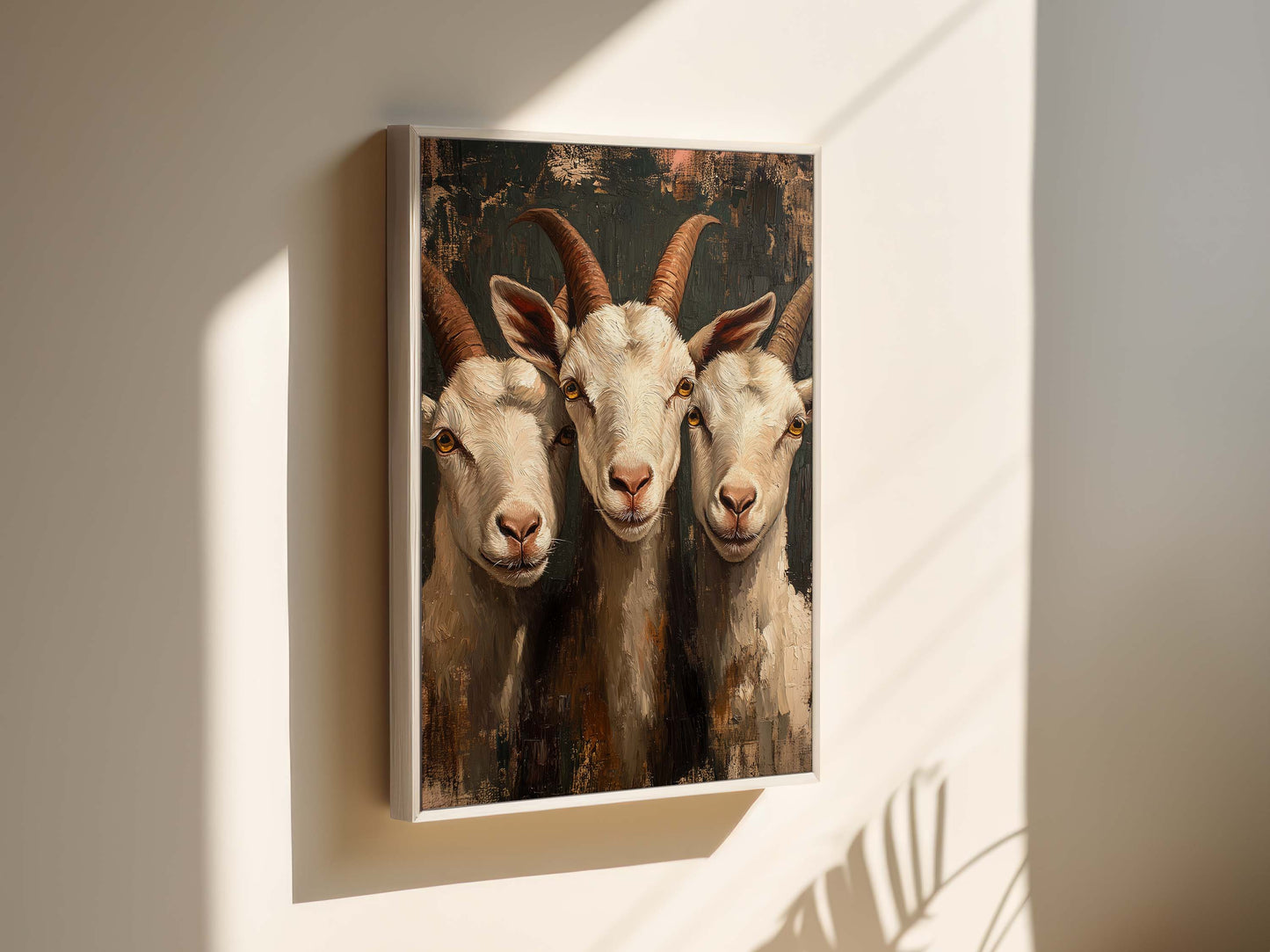 Three Goats Wall Art Framed Canvas