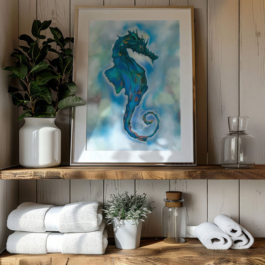 Seahorse- Original Handpainted Pastel Artwork